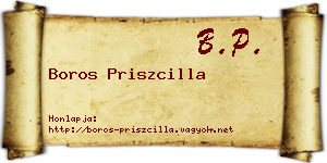 Boros Priszcilla névjegykártya